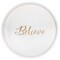 Mod Lighting and Decor Round Wooden "Believe" Accent Tray with Cutout Handles - 13.75" - White